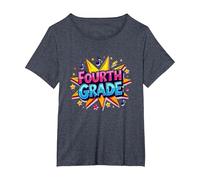 Fourth Grade Rockstar: Celebrate School Milestone T-Shirt, Women's Plus, Heather Blue, 6X