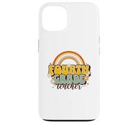 Fourth Grade Teacher Retro Rainbow Daisy Elementary Case for iPhone 13