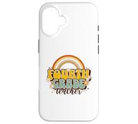 Fourth Grade Teacher Retro Rainbow Daisy Elementary Case for iPhone 16