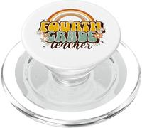 Fourth Grade Teacher Retro Rainbow Daisy Elementary PopSockets PopGrip for MagSafe