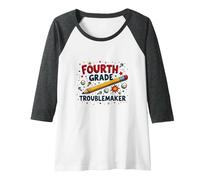 Fourth Grade Troublemaker: Playful School Humor Raglan Baseball Tee, Women, Dark Heather/White, L