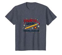 Fourth Grade Troublemaker: Playful School Humor T-Shirt, Kids, Heather Blue, 6 Years