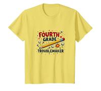 Fourth Grade Troublemaker: Playful School Humor T-Shirt, Kids, Lemon, 6 Years