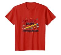 Fourth Grade Troublemaker: Playful School Humor T-Shirt, Kids, Red, 6 Years
