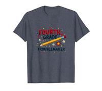 Fourth Grade Troublemaker: Playful School Humor T-Shirt, Men, Heather Blue, 6XL