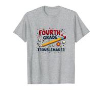 Fourth Grade Troublemaker: Playful School Humor T-Shirt, Men, Heather Grey, 6XL