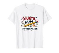 Fourth Grade Troublemaker: Playful School Humor T-Shirt, Men, White, 6XL
