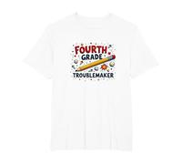 Fourth Grade Troublemaker: Playful School Humor T-Shirt, Men's Big and Tall, White, 6X Tall