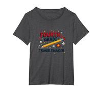 Fourth Grade Troublemaker: Playful School Humor T-Shirt, Women's Plus, Dark Heather Grey, 6X