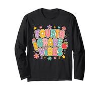Fourth Grade Vibes Retro First Day Back to School Students Long Sleeve T-Shirt