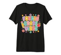 Fourth Grade Vibes Retro First Day Back to School Students Premium T-Shirt