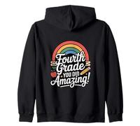 Fourth Grade You Did Amazing School Rainbow Zip Hoodie