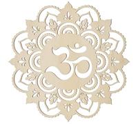 Fourth Level Mfg. Designs OM Holy Symbol Home Decor Wooden Wall Art Sculpture Wall Ornaments 12 Inch Natural Wood