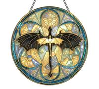 Fourth Merch Wing Suncatcher, Colorful Glass Panel, Fantasy Dragon Ornament, Acrylic Stained Glass Sun Catchers for Windows & Walls, Dragon Wings Hanging Decoration for Indoor Outdoor and Party Decor