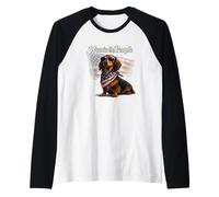 Fourth of July 4th Weenie The People Dachshund Dog Patriotic Raglan Baseball Tee
