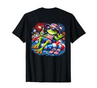Fourth of July Chill Frog American Flag Backprint T-Shirt