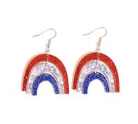 Fourth of July Earrings Patriotic Earrings Red White Blue Dangle Drop Earrings 4th of July Earrings Memorial Day Earrings American Independence Day Jewelry, Acrylic, No Gemstone