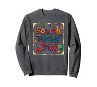 Fourth Teacher Tribe: Colorful Educator Appreciation Sweatshirt, Adult Unisex, Dark Heather Grey, S