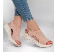 FOURTOC Womens Washable Slingback Orthopedic Slide Sport Sandals Mesh Platform Stretch Sandals Soft Sole Peep Toe Casual Sports Womens Sandals,Pink,US7.5/EU39