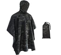Fousam Rain Poncho, Military Tactical Poncho Camo Multi Use Waterproof Rain Coat
