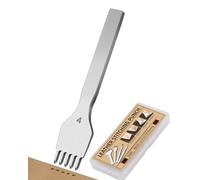 FOUSNOW 5 Prong Leather Hole Punch, 4mm Leather Stitching Punch Lacing Stitching Chisel, Prong Punching Tool Diamond Chisel Tools for Crafts