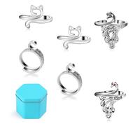 FOUSNOW 8 Pcs Crochet Ring, Adjustable Knitting Tension Rings, Finger Loop, Cat Yarn Guide Knitting Thimble, Faster Knitting Crochet Accessories for Mother Grandma Present