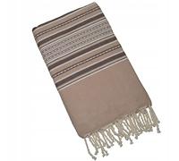 Fouta Hammam Towel, Sauna Towel, Beach Towel, Cotton Towel, Berber, Approx. 200 x 100 cm (Light Brown-White)