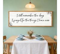 Foutcheou I Still Remember the Days I Prayed for the Things I Have Now Wall Decor, 40"x15" Large Framed Farmhouse family wall Art for living room, Rustic Horizontal Plaque Home Decor, Natural