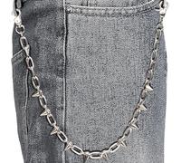 FOUTOUKEEP Pants Hip Hop Punk Jeans Keychains Goth Heavy Rivet Accessories for Women Men Clothing Decor, Standard, Metal Leather