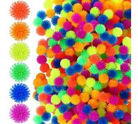 FOUTP 100Pcs Mini Rainbow Spiky Bounc Balls Squishy Stress Relief Sensory Balls Fidget Toys Squeeze Bayberry Balls Colorful Decompression Massage Ball Burr Ball Hedgehog Ball for Teens Adults