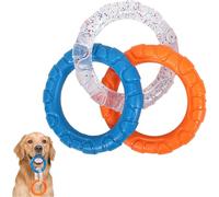 FOUTP Dog Toys, Pull Rings, Teething And Chew-Resistant, Durable And Safe | Rubber 3-Ring Tug Dog Toy, Indestructible Pull Toy for Training and Teeth Cleaning