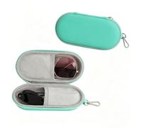 FOUTP Double Glasses Case,Portable Travel Eyeglasses Case with Eyeglass cloth for Travel 2 Pairs Storage Box PU Material for Women & Men Travel (green)