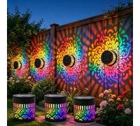 FOUTP Solar Mandala Wall Lights, Color Changing Decorative Projection Lamp, Ip65 Waterproof, Perfect for Courtyard (4)
