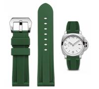 FOUUA Rubber Watch Strap 22mm 24mm Watch Band Waterproof Rubber Brushed Stainless Steel Silver Buckle Compatible Unisex