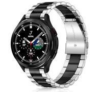 FOUUA Stainless Steel Watch Bands Metal Watch Bands with Strap 18 mm 20 mm 22 mm 24 mm with Quick Release for Women and Men Smartwatch Straps, Black Silver, 20mm, bracelet
