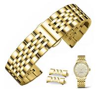 FOUUA Watch Band Stainless SteelMetal Bracelet with Straight and Curved Tip Premium Solid Metal Watchband Straps 16mm 18mm 19mm 20mm 22mm for Men Women, Gold, 16mm