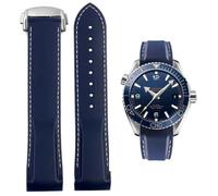FOUUA Watch Strap for Omega Seamaster Planet Ocean Silicone Rubber Strap 20mm 22mm Deployment Buckle Silicone Suitable for Omega Seamaster SpeedMaster City, 22mm