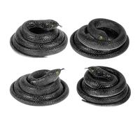 FOUUAAOOU Realistic Rubber Snake, 4 Pieces Fake Snake Black Mamba Snakes to Keep Birds Away, Rubber Snake Toy for Garden Props, Pranks, Halloween Decoration (Black)
