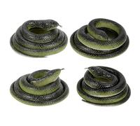 FOUUAAOOU Realistic Rubber Snake, 4 Pieces Fake Snake Black Mamba Snakes to Keep Birds Away, Rubber Snake Toy for Garden Props, Pranks, Halloween Decoration (Cyan)