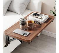 Fouvin Foldable Bedside Table for Hanging on the Bed, Wooden Bed Shelf for Hanging, Bedside Table, Floating Bed Tray, Student Dorm Essentials 30 x 20 cm (Walnut Colour)