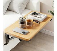 Fouvin Foldable Bedside Table for Hanging on the Bed, Wooden Bed Shelf for Hanging, Bedside Table, Floating Bed Tray, Student Dorm Essentials 30 x 20 cm (Natural Wood Colour)