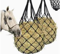 Fouvin Hay Net for Horses, 100 cm Hay Rack Horse for Hay Rack, Sheep Feeding Net with Controlled Accessories, Black, 4 x 4 cm, Fine Mesh (3)