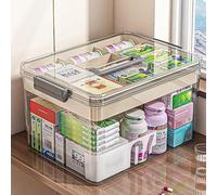 Fouvin Modern White Plastic Medicine Storage Box, 29 x 21 x 17 cm, 8 Compartments, Transparent, For Medicines, First Aid Kits, Crafts, Sewing Items, Cosmetics, Jewelry, Stationery