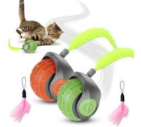 Fouvin Speedy Tail 2.0, 2Pcs Speedy Tail Cat Toys Interactive for Indoor Cats, Automatic Moving Cat Balls, USB Rechargeable Pet Toys Ball with Replacement Tail