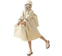 Fouyada Big Kids Raincoats for Girls, Extended Windbreaker Children's Raincoat Waterproof Poncho Student with Schoolbag Position