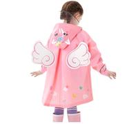 Fouyada Kids Raincoats for Girls Waterproof Rain Jacket Cute Children Rain Wear Hooded Rain Poncho Reusable Rainwear with Backpack Cover