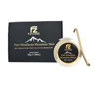 FOUZEE Pure Himalayan Mountains Shilajit - 82% + Fulvic Acid Authentic Hard Consistency, Natural Source of Fulvic Acid, Over 85 Trace Minerals, Includes Stainless Steel Spoon (30 Grams)