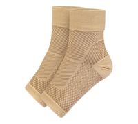 FOVAOK 1 Pair Ankle Brace Compression Sleeve Plantar Fasciitis Sock Arch Support Foot Bandage for Achilles Tendonitis Joint Pain Relief(Beige,S-M)
