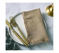 FOVAOK 12pcs Napkins 41cm X 41cm Cotton Cloth Fabric Gauze Retro Burr Rustic Cheesecloth Towel Wedding Party Table Linen Textil Napkin(Light brown)