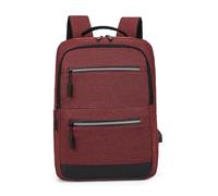 FOVAOK 15.6-Inch Laptop Computer and Tablet Backpack,Multi-Pocket, Water-Resistant Oxford Fabric Reflective Strip, USB Interface Bag(Red)